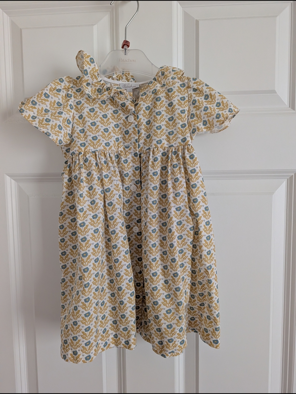 Patachou Children's Floral Button-Front Dress - Yellow & Blue 2T